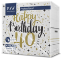 Servítky Airlaid, PAW Gold Birthday 40 - 40x40/50 ks