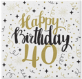 Servítky Airlaid, PAW Gold Birthday 40 - 40x40/50 ks
