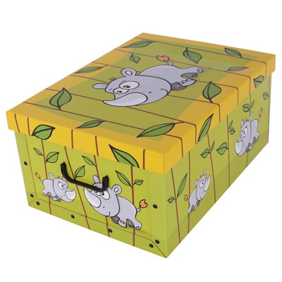 Úložná dekoračná krabica Animals Savana Rinoceronte Midi