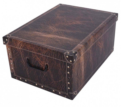 Úložná dekoračná krabica LEATHER BROWN