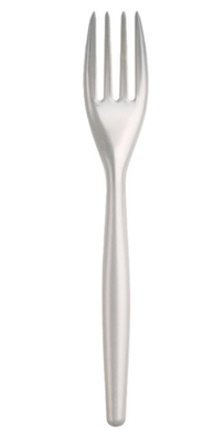Plastová vidlička perleťová biela