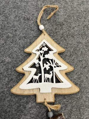 Vianočná drevená Girlanda so srnkami, stromček