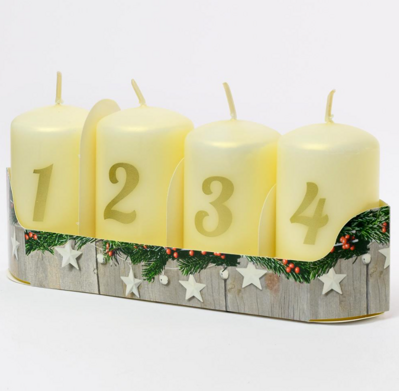 Adventná sviečka s číslami krémová
