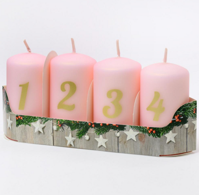 Adventná sviečka s číslami ružová