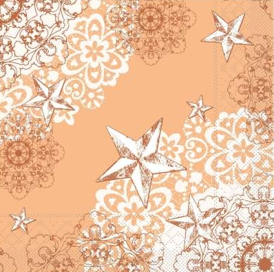 Vianočné servítky papier STERNENSCHEIN aprikot-terrakotta 100 ks 33x33, Mank
