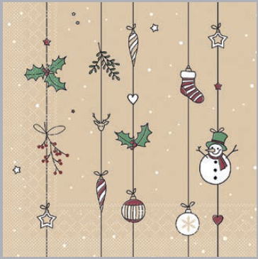 Vianočné servítky SNOWMAN 33x33 - 100 ks