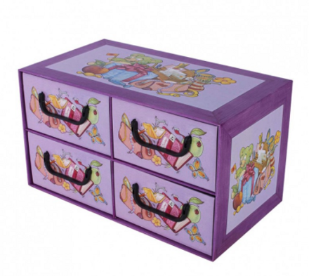 Úložná dekoračná krabica 4 - šuflíková ŠKOLA školské potreby