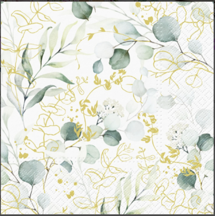 GOLDEN EUCALYPTUS 33x33 servítky, Paw