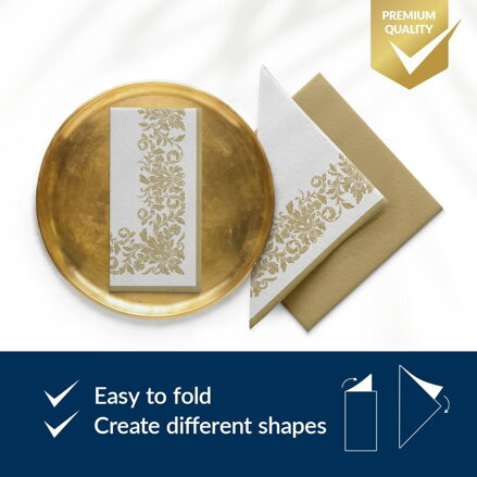 Golden ornament 40x40/50 ks servítky Airlaid, PAW