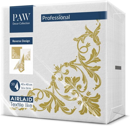 Reverse design motif gold-white 40x40/50 ks servítky Airlaid, PAW