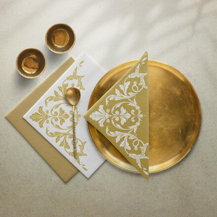Reverse design motif gold-white 40x40/50 ks servítky Airlaid, PAW