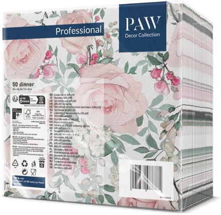 GORGEOUS ROSES 40x40/50 ks servítky Airlaid, PAW