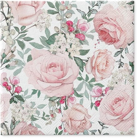 GORGEOUS ROSES 40x40/50 ks servítky Airlaid, PAW