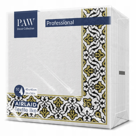 FLORAL FRAME gold-black 40x40/50 ks servítky Airlaid, PAW