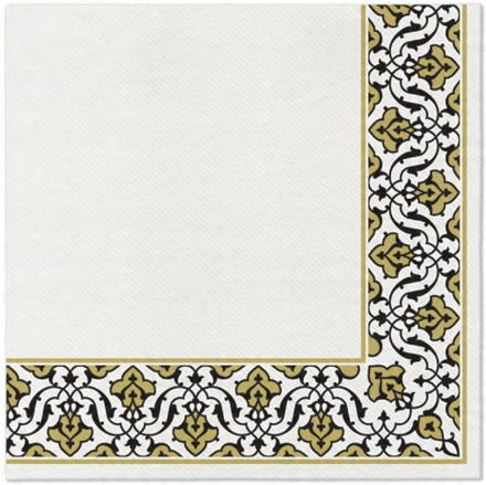 FLORAL FRAME gold-black 40x40/50 ks servítky Airlaid, PAW