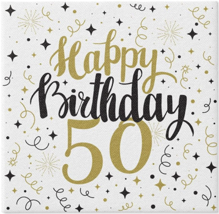 Servítky Airlaid, PAW Gold Birthday 50 - 40x40/50 ks