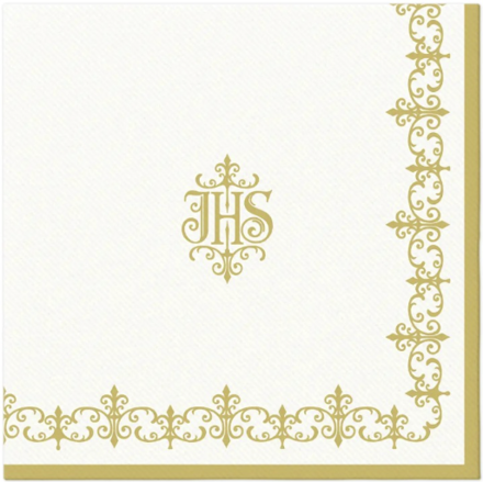 IHS Monogram gold-white 40x40/50 ks servítky Airlaid, PAW