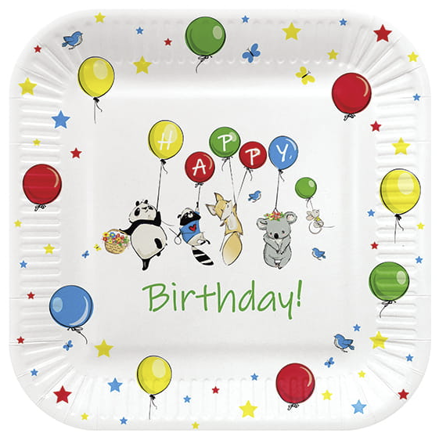 Narodeninové tanieriky Happy Birthday papierové jednorazové Paw 23x23cm 8ks
