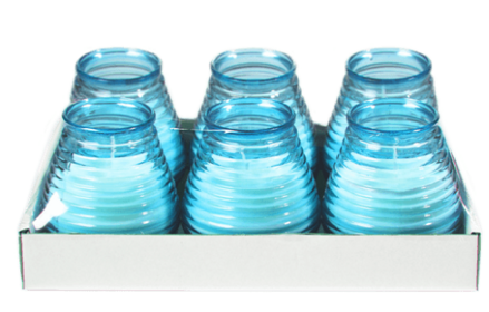 Sklenený svietnik s náplňou Sovie aqua blau