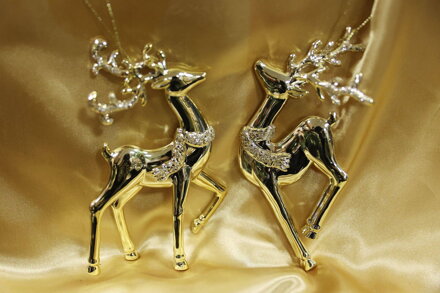 LUX zlaté vianočné ozdoby jelene 2ks 15cm