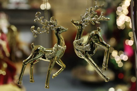 LUX zlaté vianočné ozdoby jelene 2ks 15cm