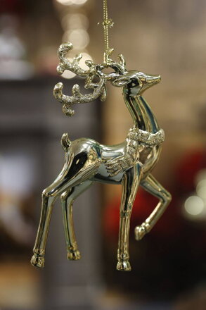 LUX zlaté vianočné ozdoby jelene 2ks 15cm