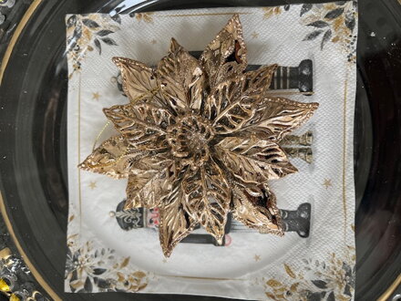 Vianočná ozdoba Závesný ružovo-zlatý kvet