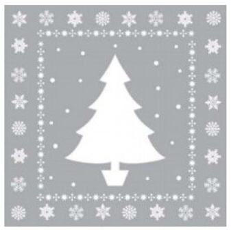Vianočné servítky WHITE TREE in silber 40x40/12 ks Linclass, Sovie Home