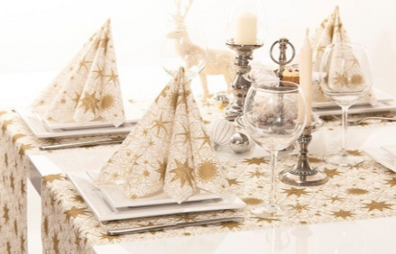 Vianočné servítky CHRISTMAS DREAMS gold-weiss 40x40 / 12 ks, Mank SH