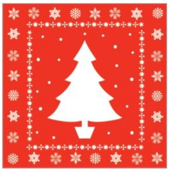 Vianočné servítky WHITE TREE IN RED 40x40 / 12 ks Linclass, SOVIE HOME