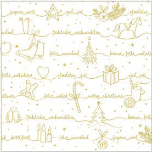 Vianočné servítky tissue Ravin gold-weiss 24x24 - 1800 ks