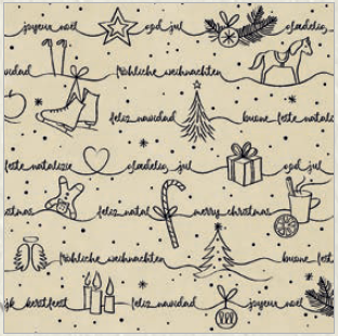 Vianočné servítky tissue Ravin schwarz-natur 24x24 - 1800 ks