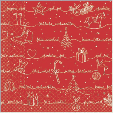 Vianočné servítky tissue Ravin rot-weiss 33x33 / 600 ks