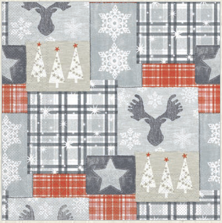 Vianočné servítky tissue Pedro rot-grau 40x40 / 600 ks