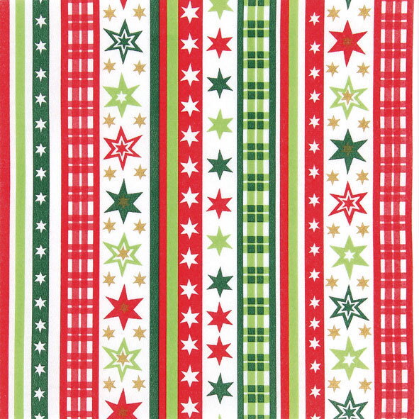 Vianočné servítky Airlaid Stripes&Stars red,green