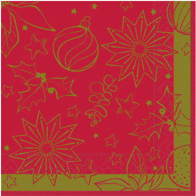 Vianočné servítky tissue MILAN rot 33x33 / 100 ks