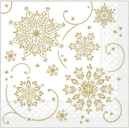 Vianočné servítky papier CRISTAL weiss 100 ks 33x33, Mank