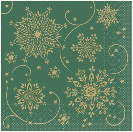 Vianočné servítky papier CRISTAL green 100 ks 33x33, Mank