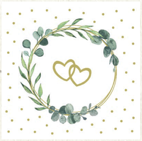 EUKALYPTUS - HERZ / HEART 40x40 - servítky Linclass, Mank