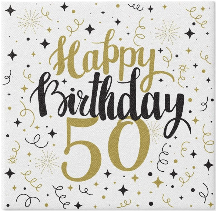 Servítky Airlaid, PAW Gold Birthday 50 - 40x40/50 ks