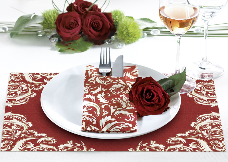 Anglické prestieranie CASCADE bordeaux 100/ 40x30, Linclass