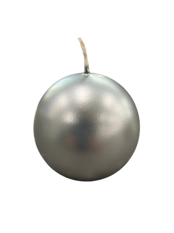 Sviečka guľa K3 Ø 80 mm, strieborná  metal