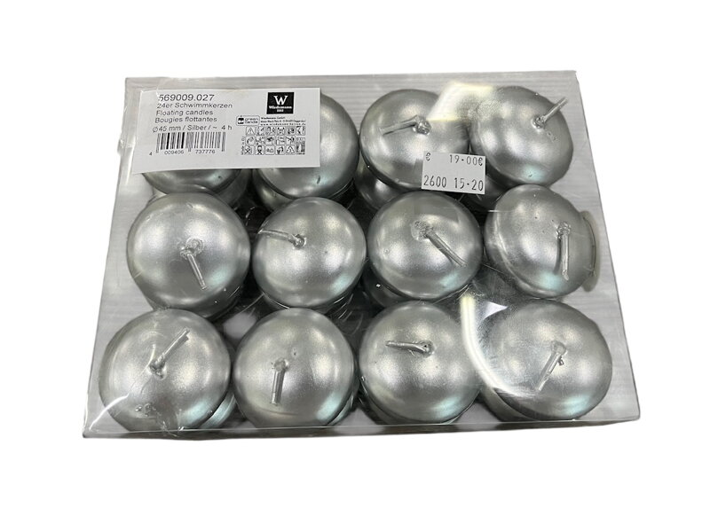 Sviečka plávajúca SILBER 24 ks, DE