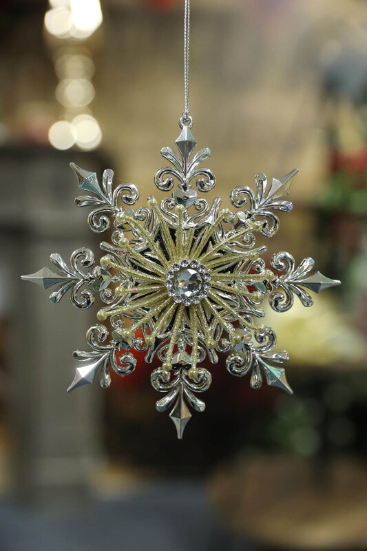 Strieborné vianočné ozdoby snehové vločky 2ks 14cm