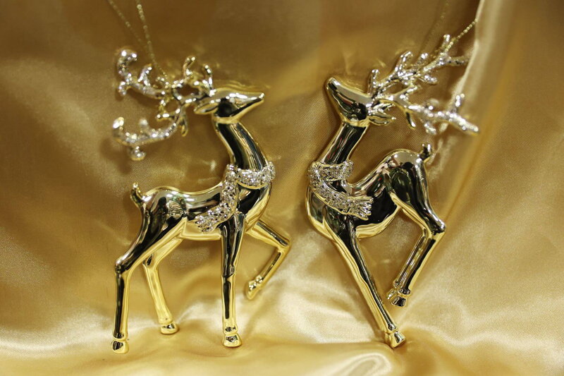 LUX zlaté vianočné ozdoby jelene 2ks 15cm