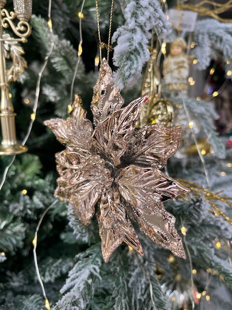 Vianočná ozdoba Závesný ružovo-zlatý kvet