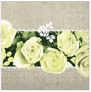 Servítky papierové 40 x 40 cm, Lovely Roses gelb / 100 ks