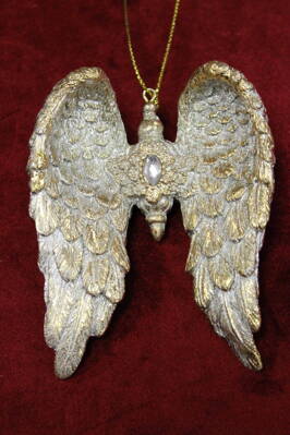 Zlaté patinované vianočné závesné krídla