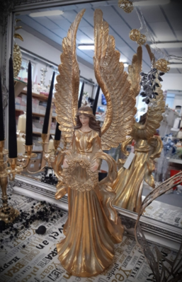 Zlatý patinovaný anjel 60 cm
