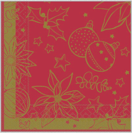Vianočné servítky tissue MILAN rot 40x40 / 100 ks